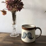 Vintage sandstone mug, mustache