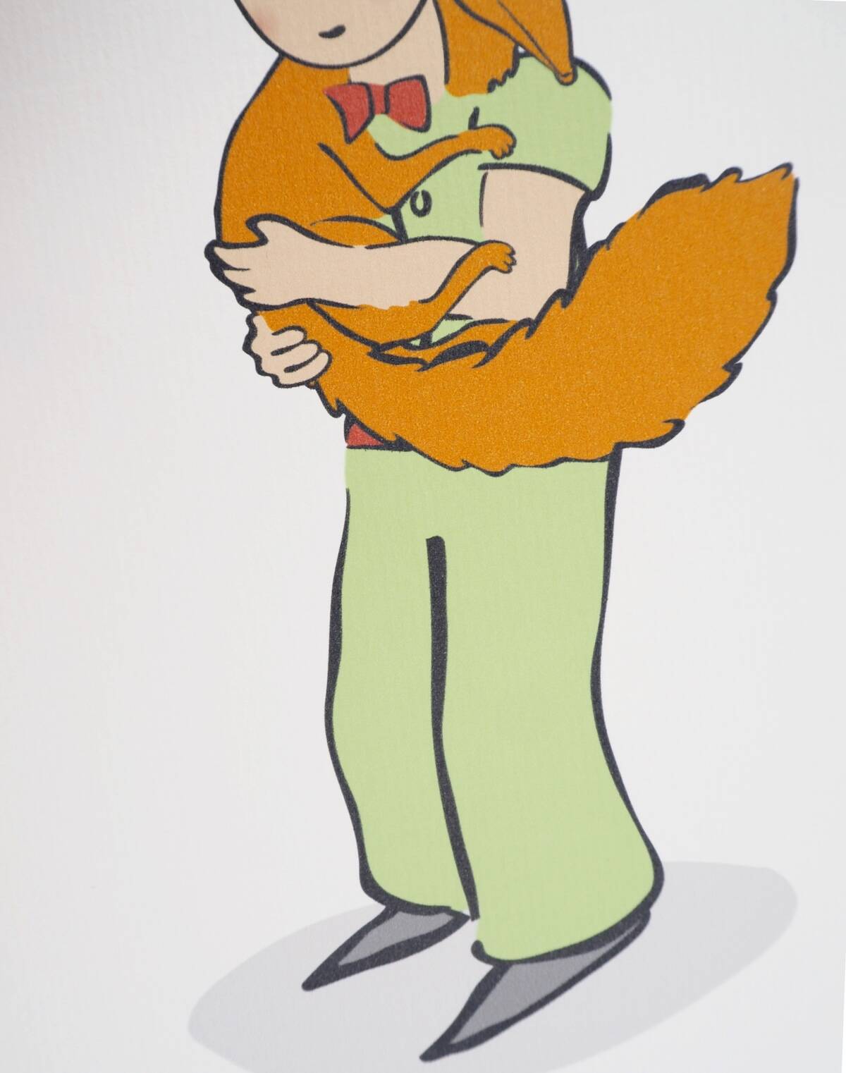 Antoine de Saint-Exupéry: The Little Prince cuddles the Fox - Lithograph