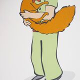 Antoine de Saint-Exupéry: The Little Prince cuddles the Fox - Lithograph