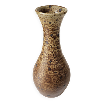 Vase soliflore en céramique grès pyrité Signé Christophe et Nathalie Hurtau