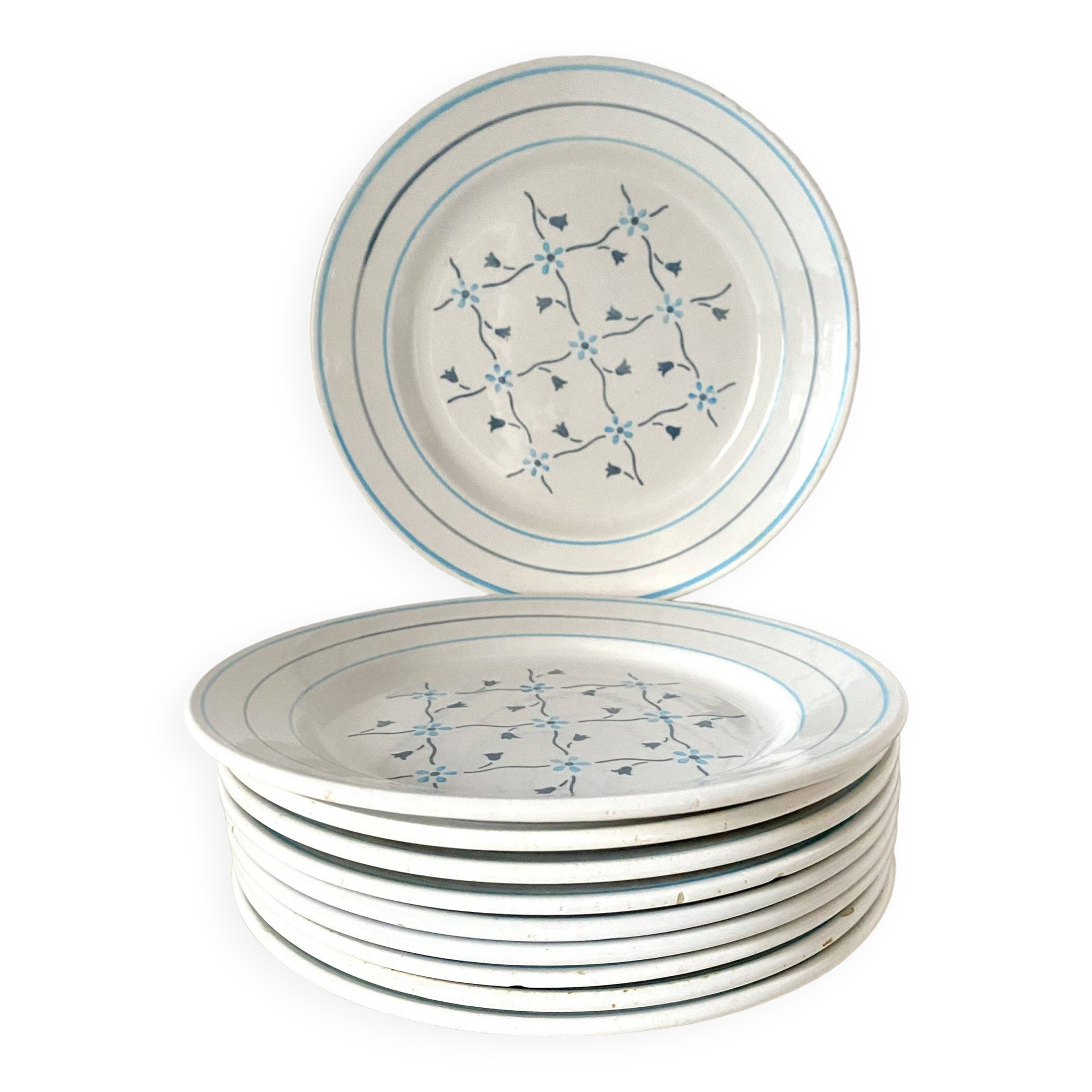 Lunéville dessert plates, flowers, Fontainebleau decor