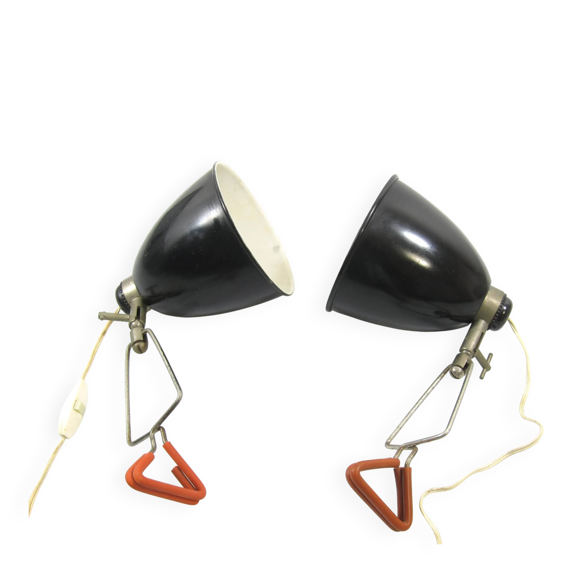 Set of two HALA clamp lamps from the 1950s, Dutch design.