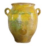 Grand pot à confit ancien français à glaçure jaune