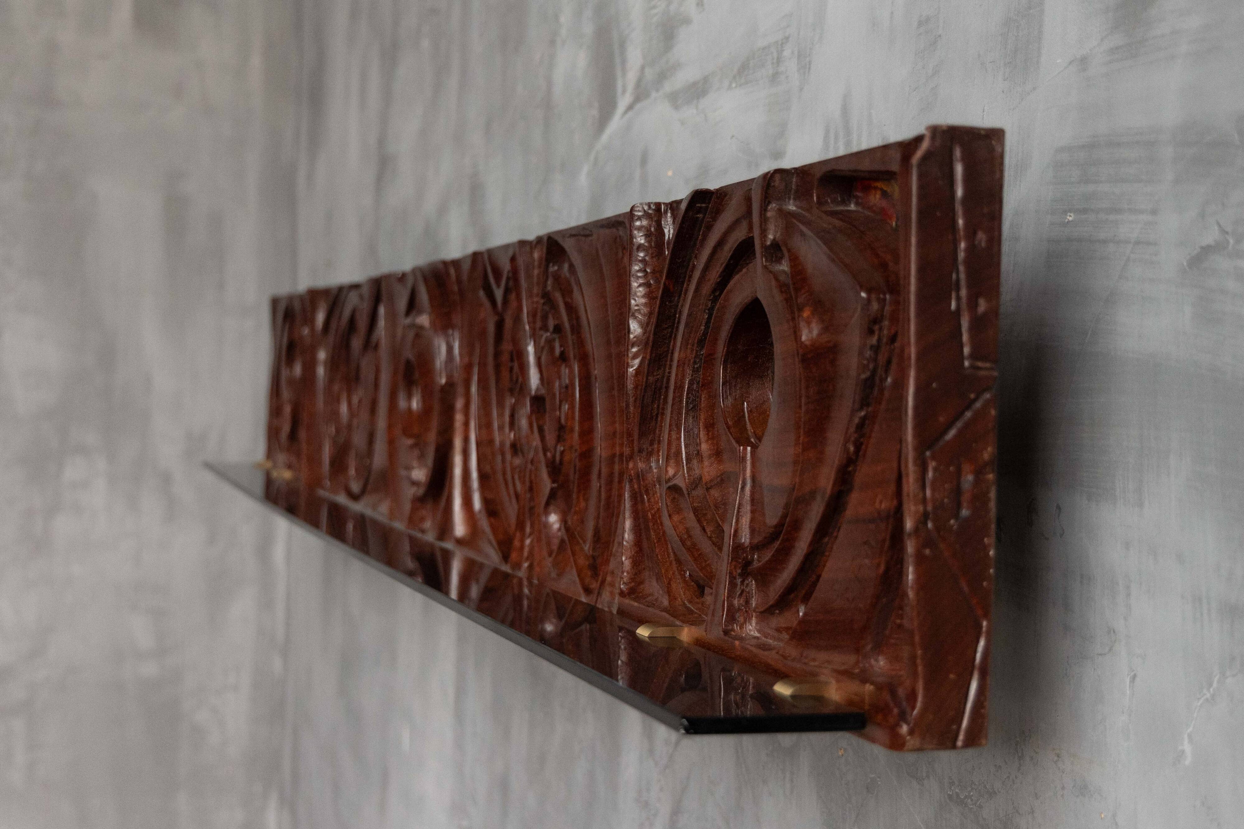 Carved wooden wall panel by Gianni Pinna, Italy, 1970s