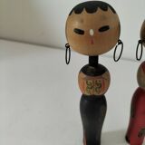 Pair of Japanese Kokeshi dolls - 1950s-1970s