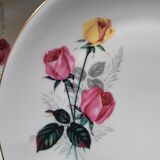 P.L. France porcelain dinner plates with roses — 1950s-60s