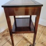 English pedestal table with leather top