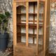 Parisian art deco glass cabinet in raw wood