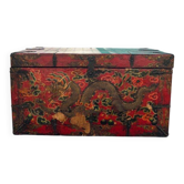 Tibetan storage chest (Gamaka) with golden dragon decoration.