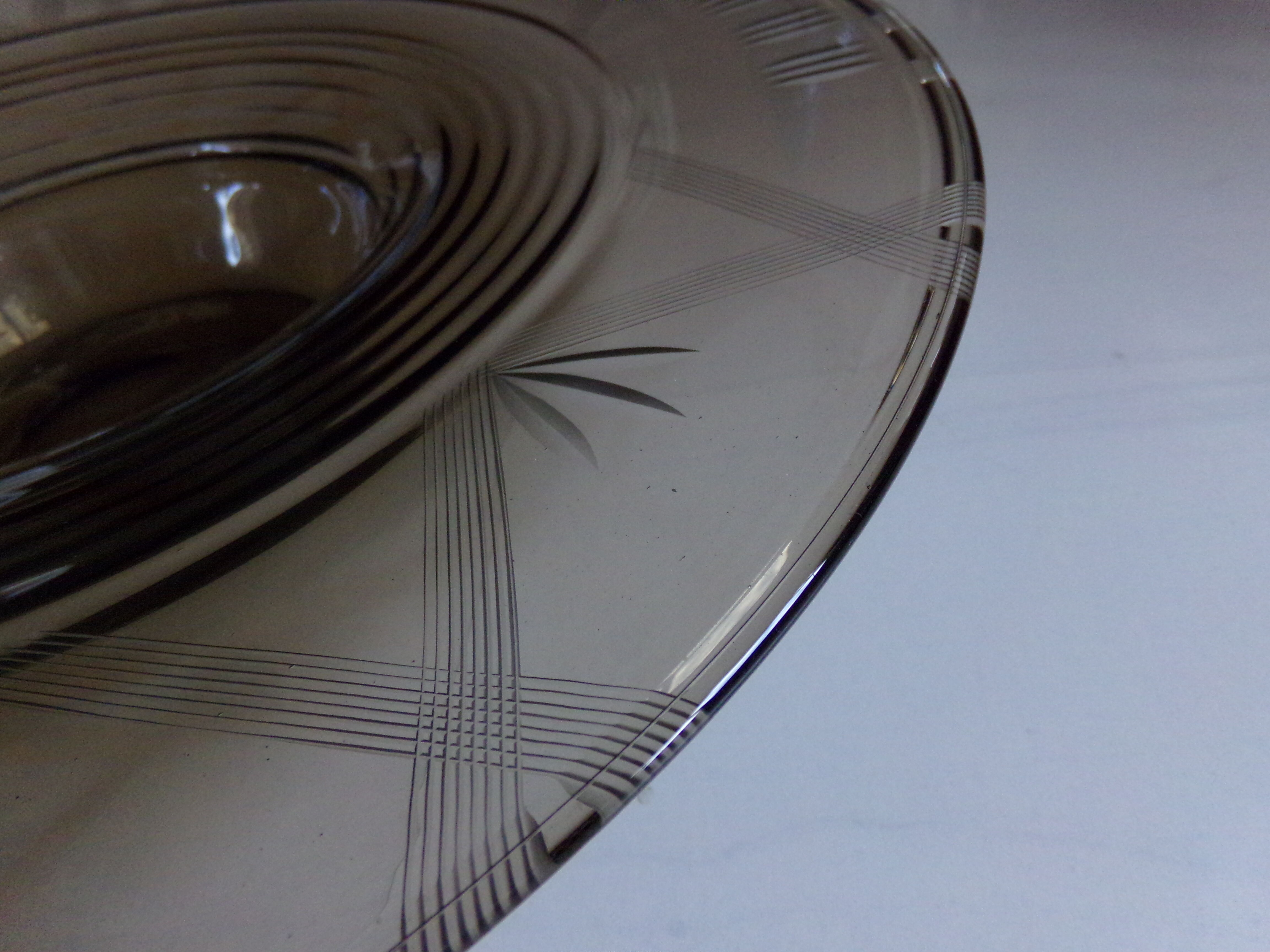 Art deco smoked glass dish or cup