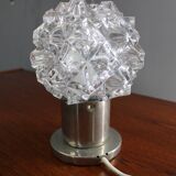 Mid Century Czech Crystal Glass Table Lamp, 1970s Chrome Base