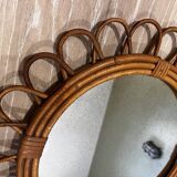 Antique rattan mirror