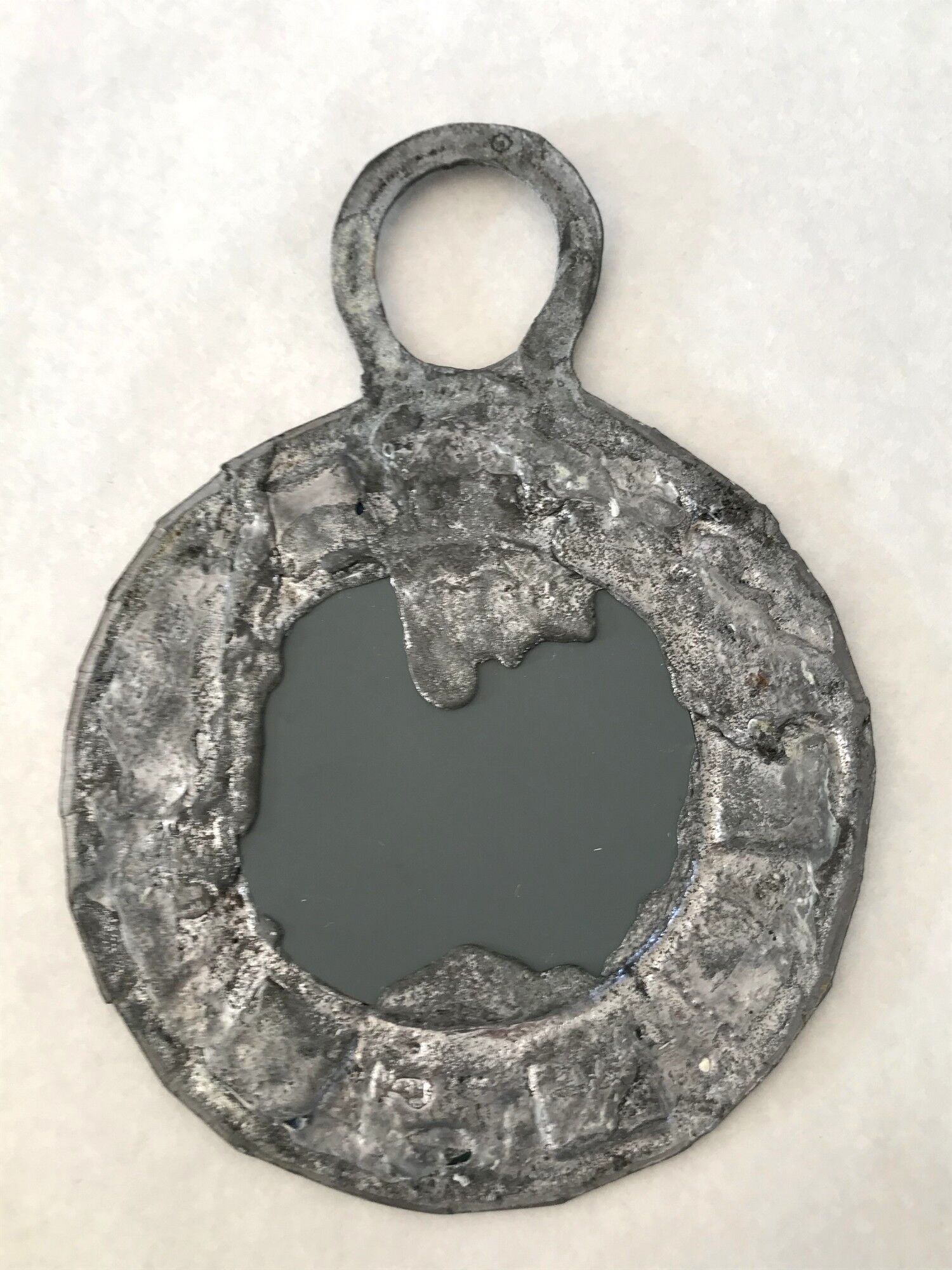 Vintage lead and talosel mirror by Iréna Jaworska 70s