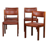 Set of 4 solid elm chairs produced by Self, 1970