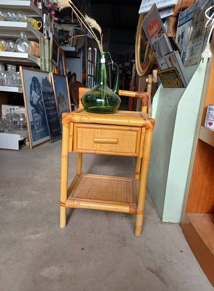 Vintage rattan bedside table