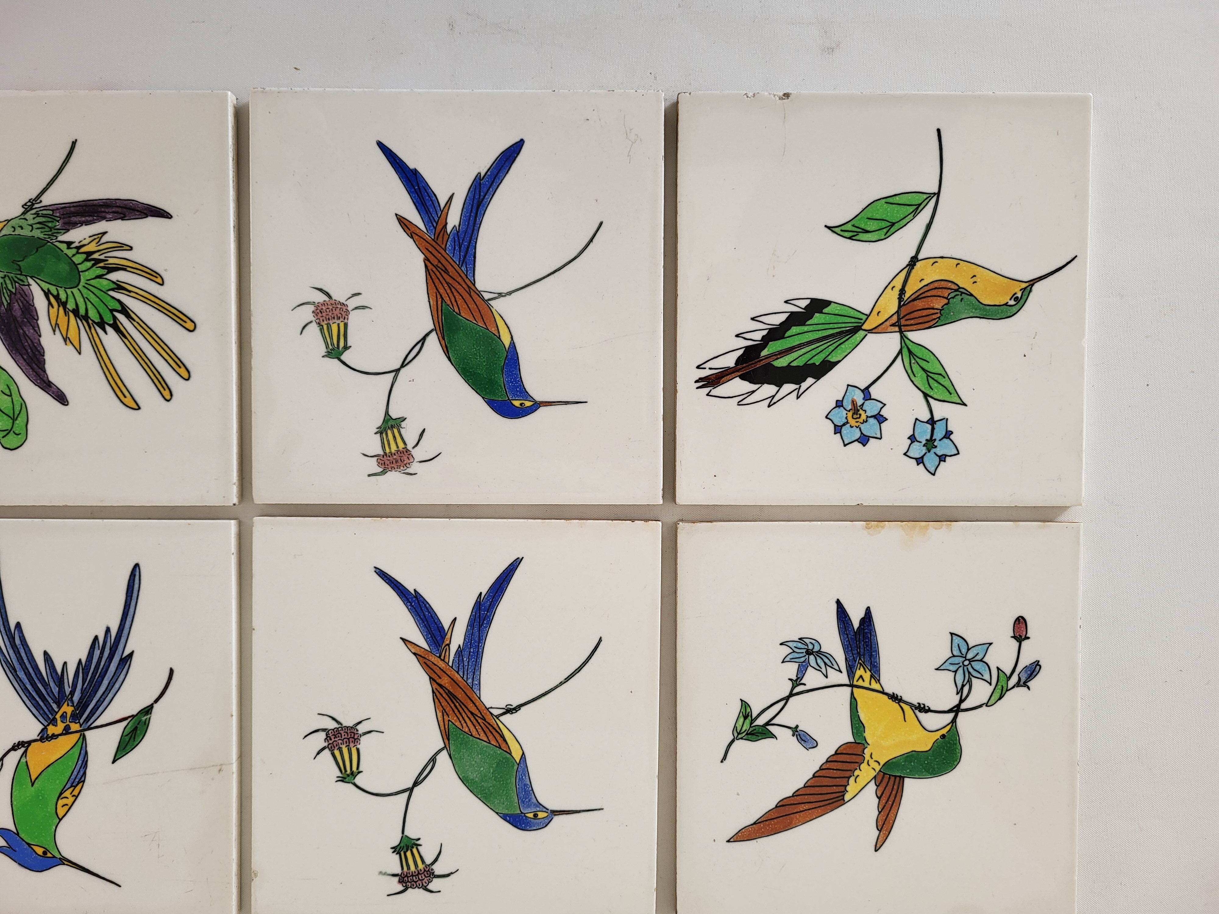 9 tiles tiles tiled earthenware from Gien birds