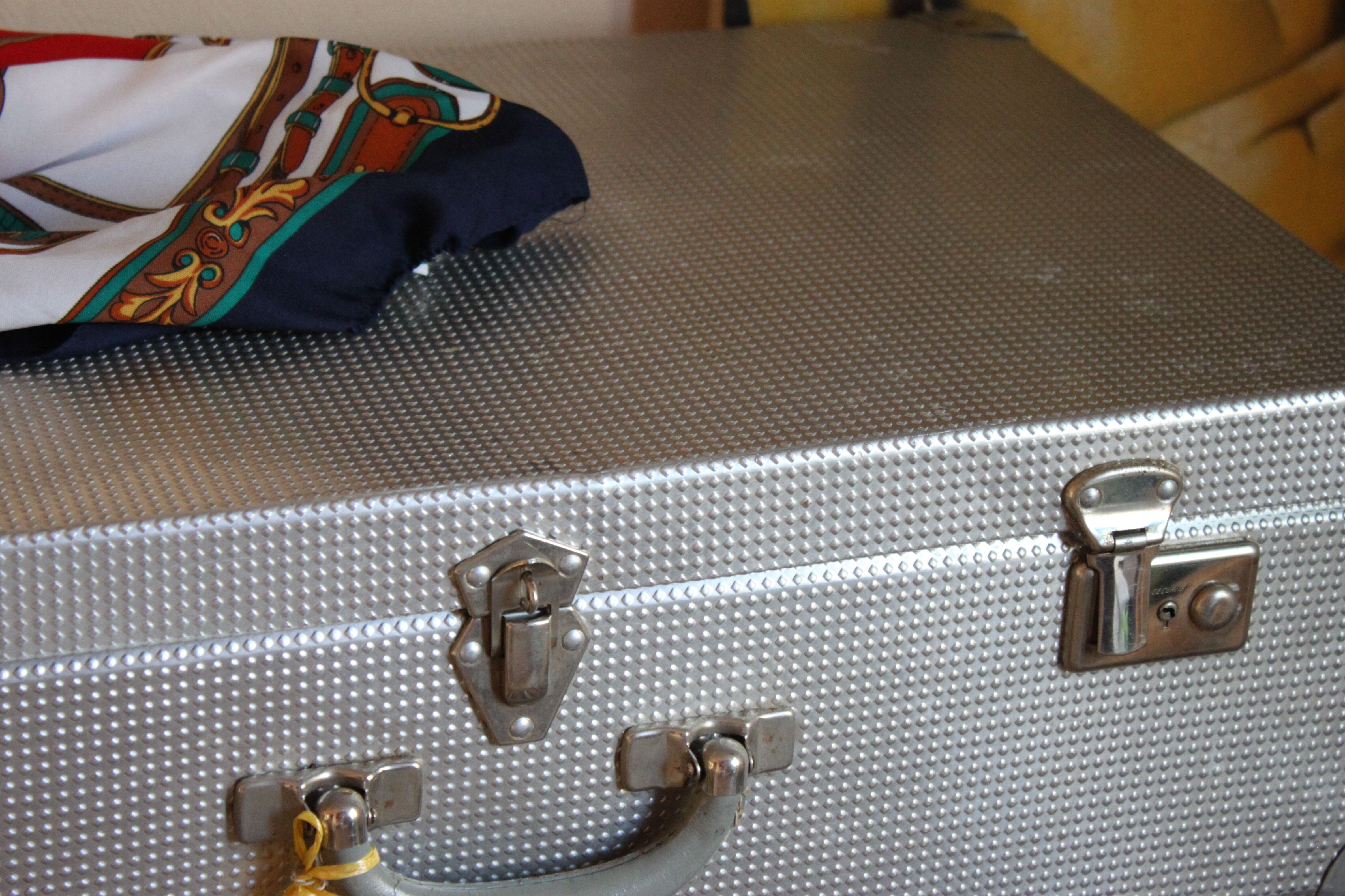 Old hammered metal suitcase