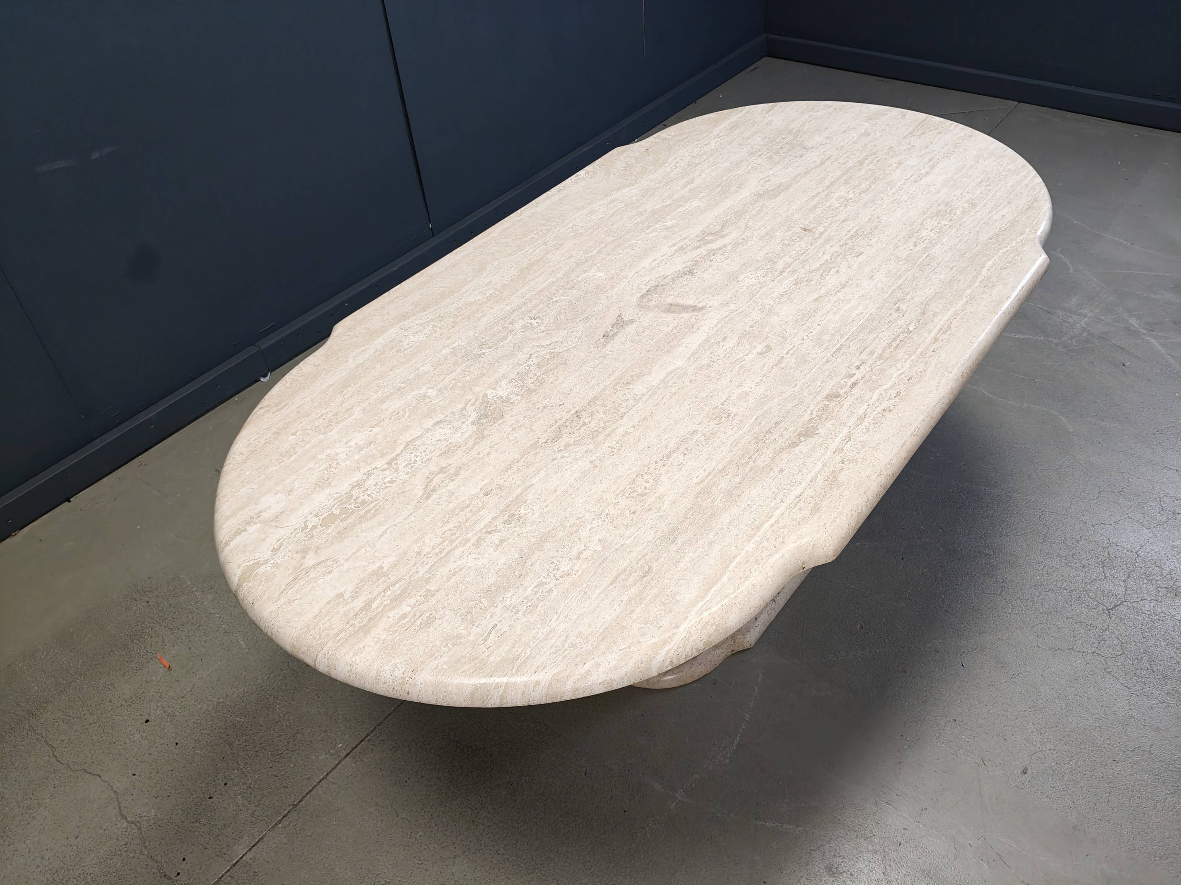 Vintage oval travertine dining table, 1970s