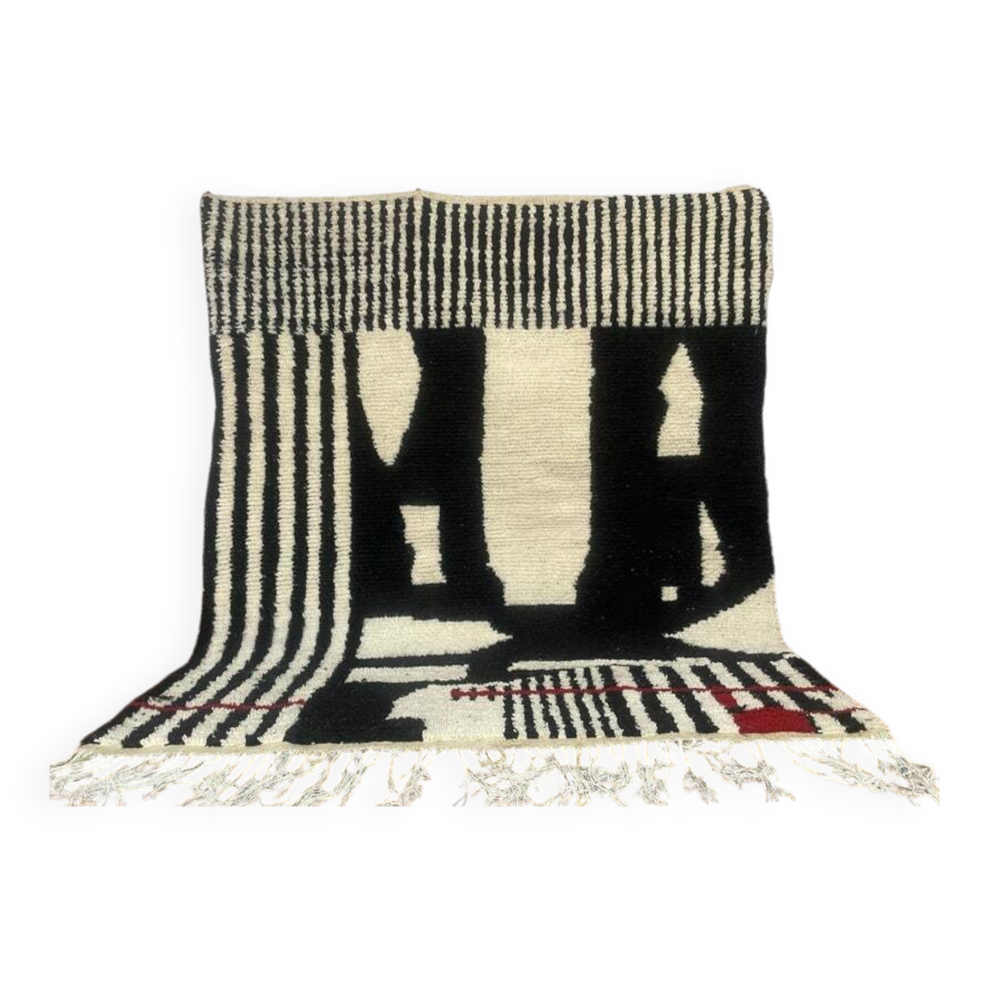 Black wool rug 250cm x 150cm