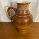 Antique strehla ceramic pitcher brown beige white interior vintage