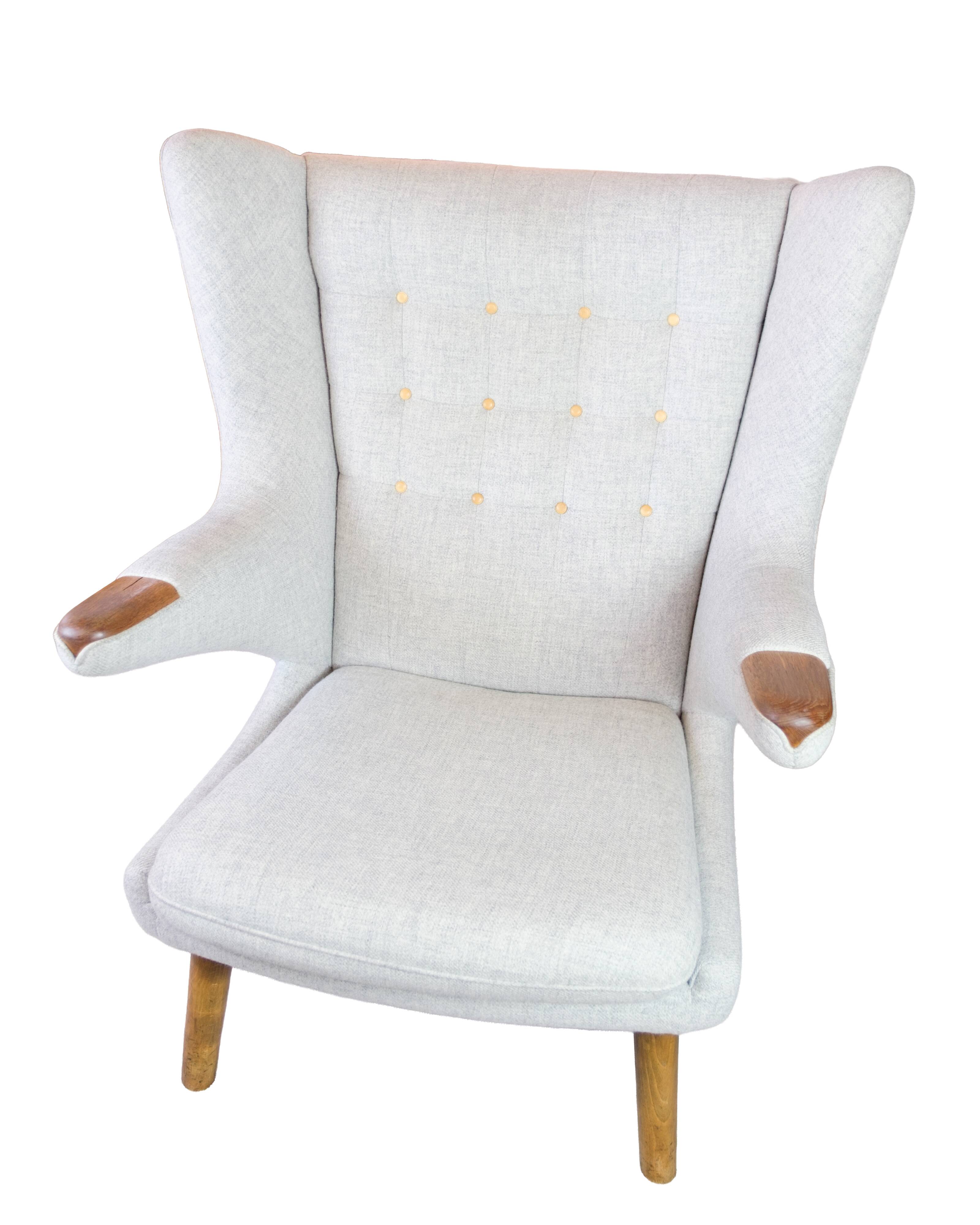 Teddy chair - Model AP 19 - Light grey Hallingdal fabric - Teak nails - Hans J. Wegner - P.P Møbler