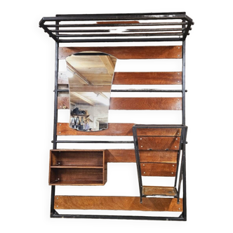 Coat rack, Scandinavian wall-mounted cloakroom in teak year 1970