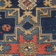 Handwoven blue ground persian rug with bird-like figures