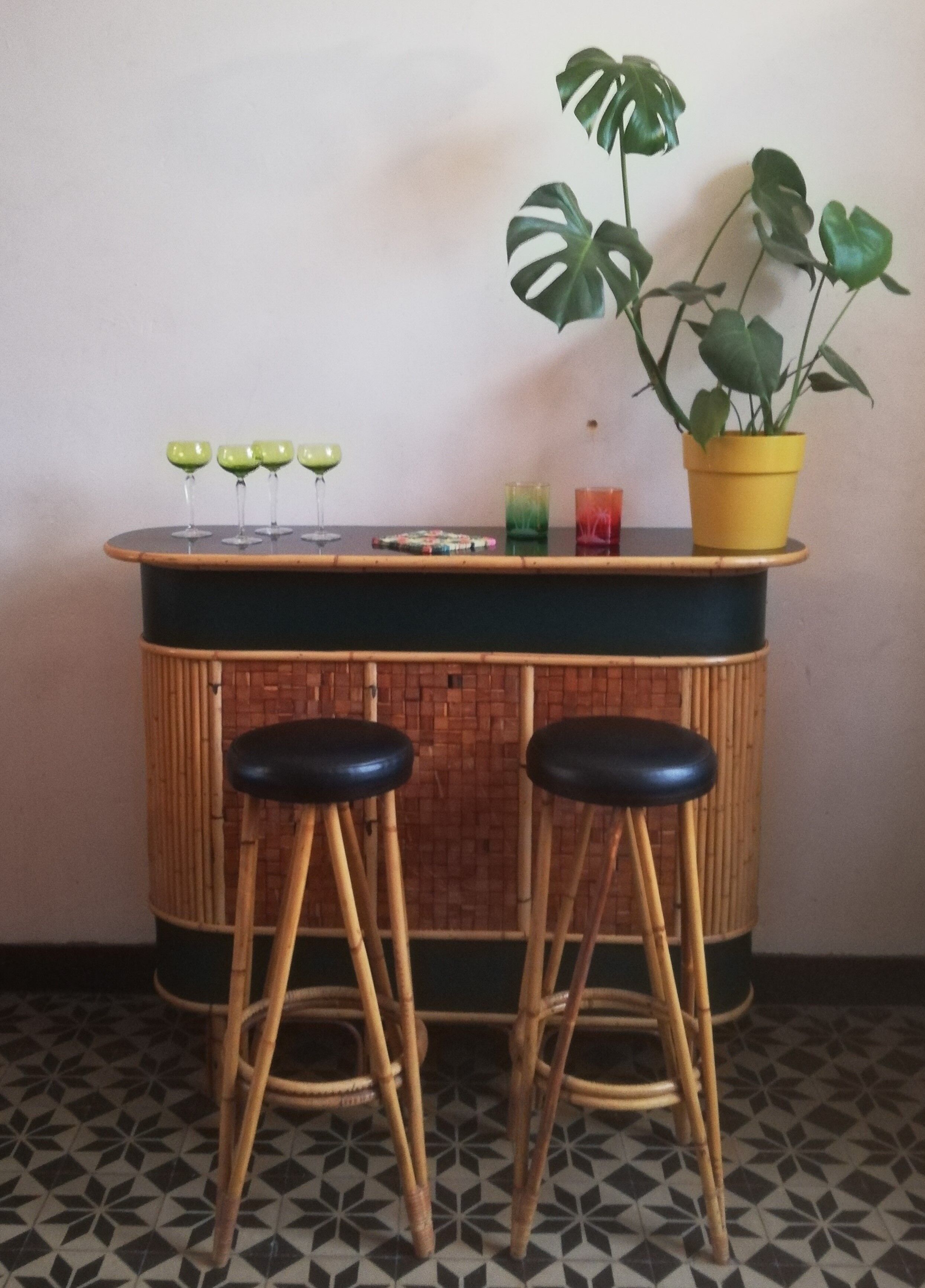 Vintage bamboo bar