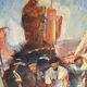 Oil on wood under glass; Italy 1960s