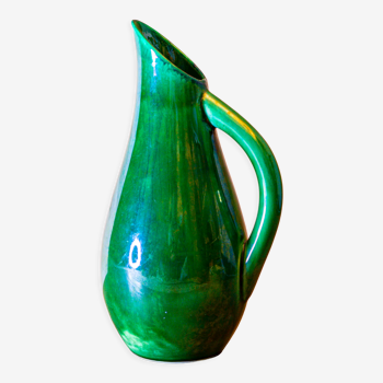 PIchet ceramique verte signée FG 70's