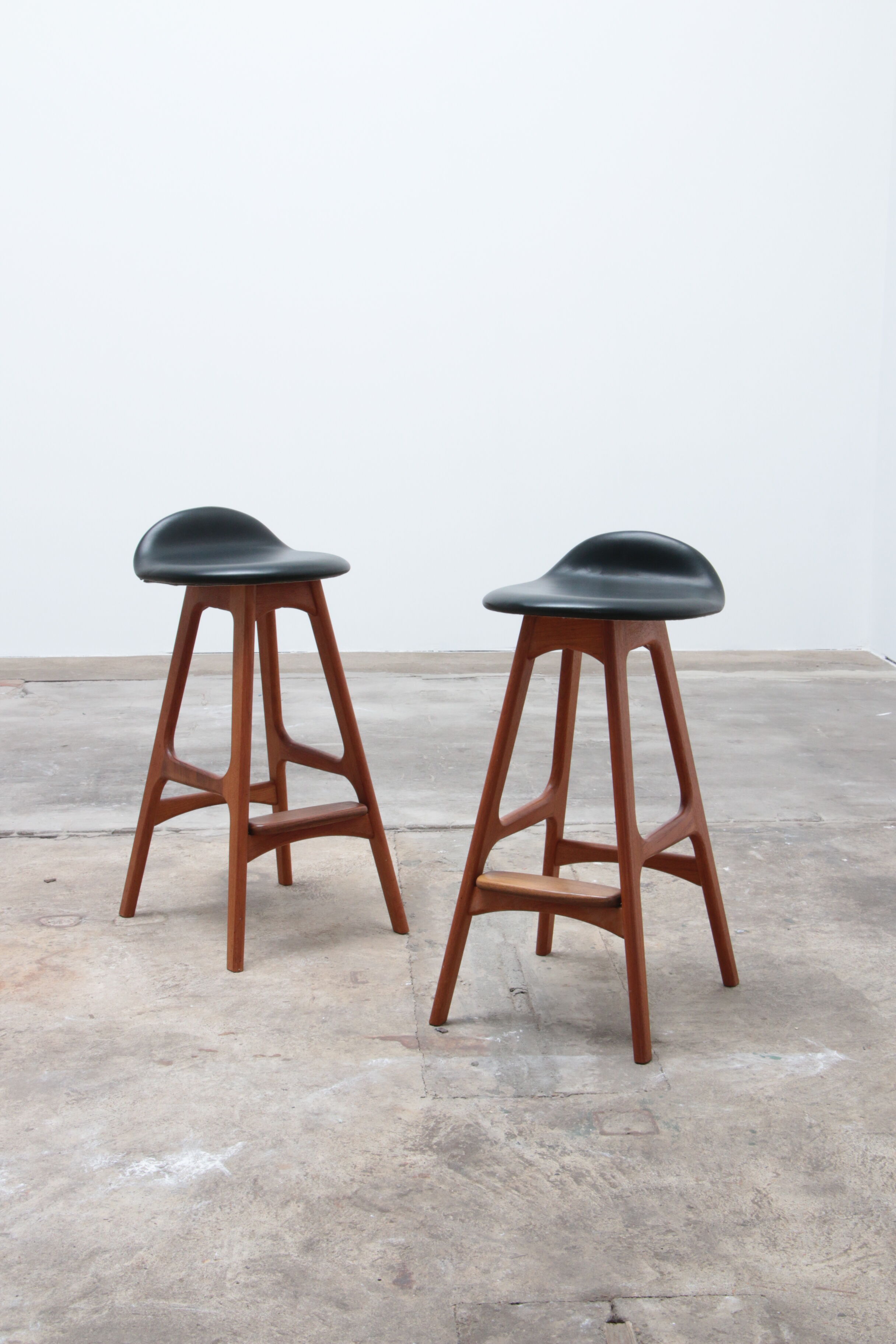 Set of two Erik Buch Teak wood bar stools 1960 Denmark