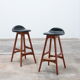Set of two Erik Buch Teak wood bar stools 1960 Denmark