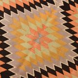 180x218Cm Geometric Style Kilim Rug, 6x7 Rugged Carpet