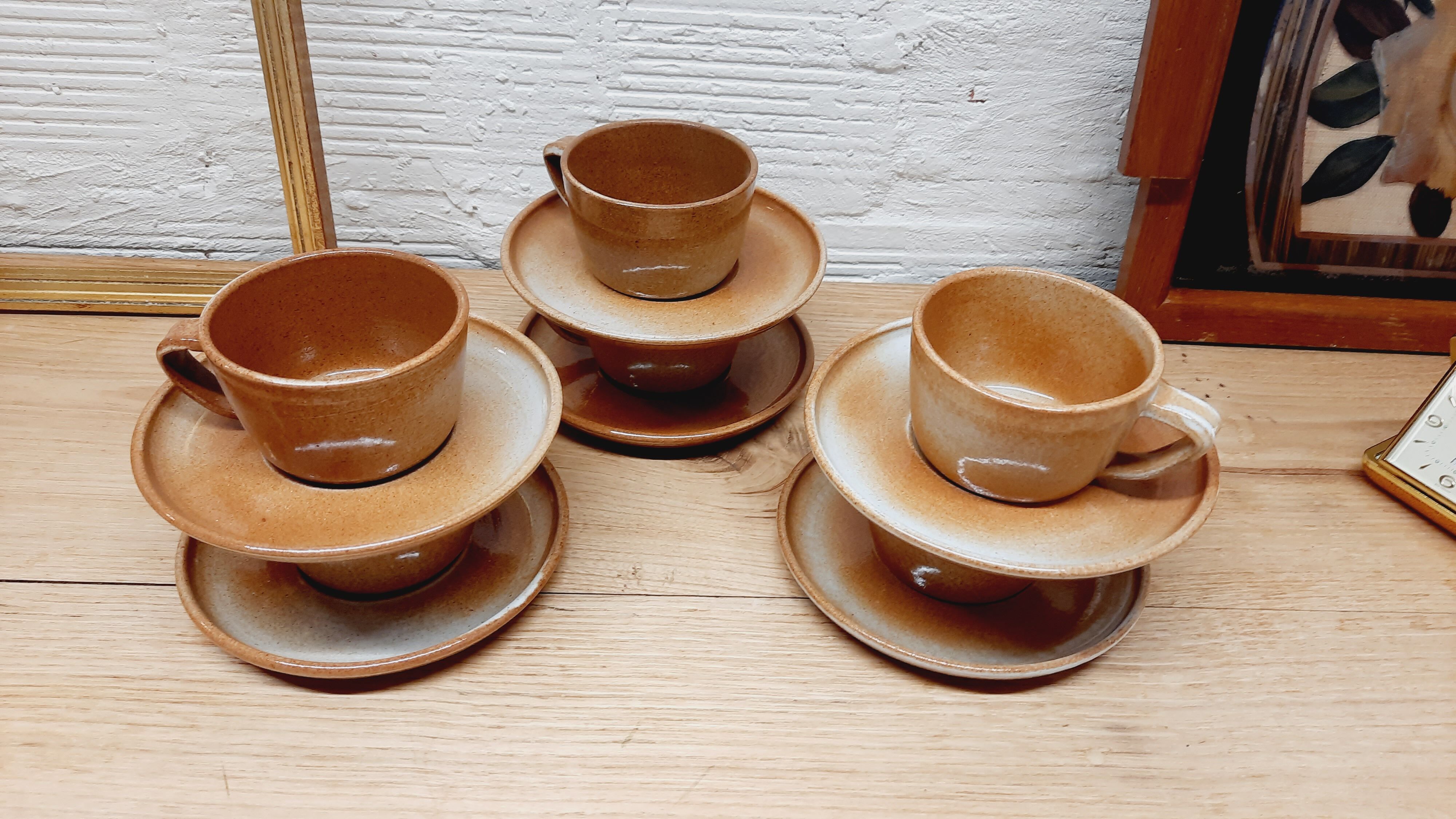 Set 6 cup glazed sandstone