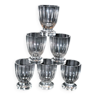 Series of 6 glasses alcohol cups art deco in crystal cut polygonal baccarat 10 ribs