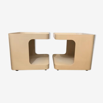 Pair of sofa ends or side tables , Marcello Siard , Longato Padova 1970