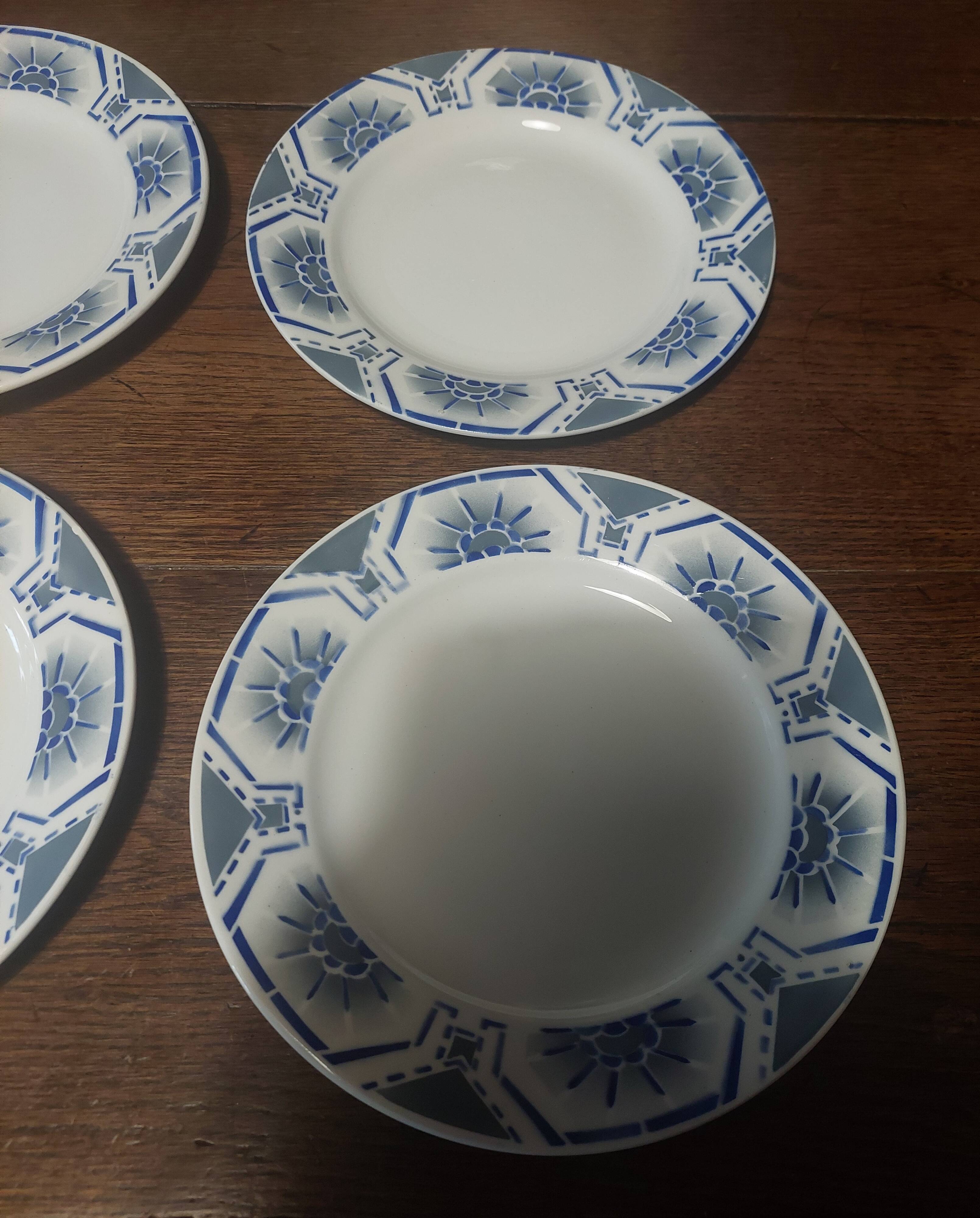 Flat plates set of six ironstone Saint Amand Egypt decoration