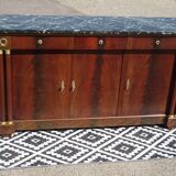 Flamed mahogany enfilade with sea green marble in Empire style.