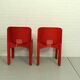 Ensemble de 2 chaises en plastique Universelle Red Joe Colombo de Kartell, Italie, 1967