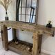 Établi en bois industriel vintage, meuble de métier