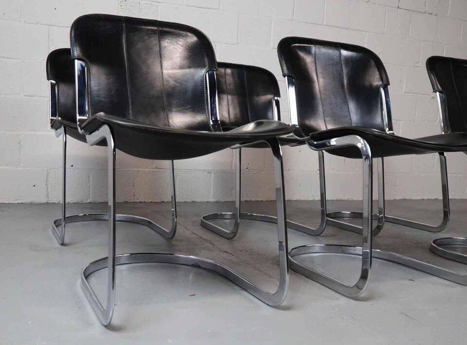 Ensemble de six chaises à repas de Willy Rizzo pour Cidue, Italie 1970