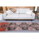 Vintage Turkish hand-knotted wool cotton pink runner 82x312
