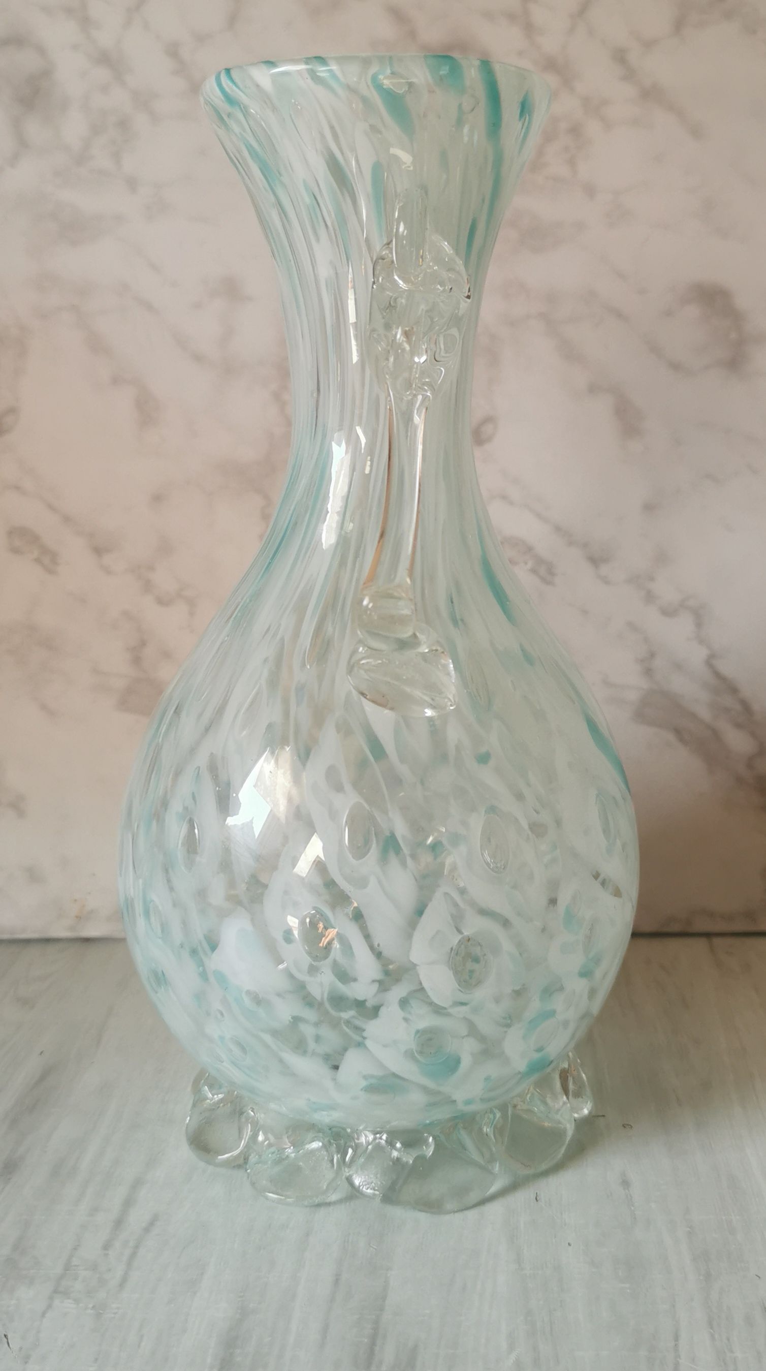 Blue speckled glass vase