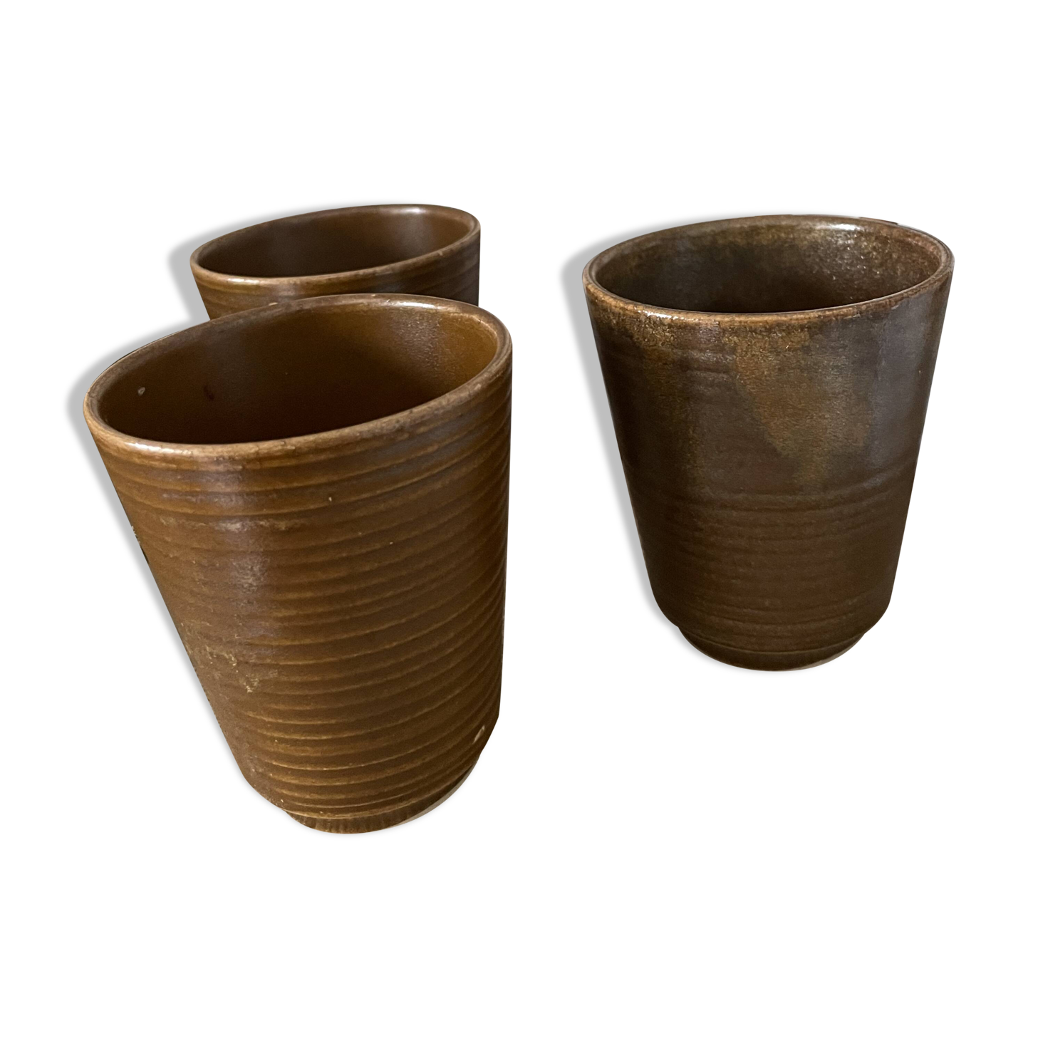 3 Digoin stoneware mugs
