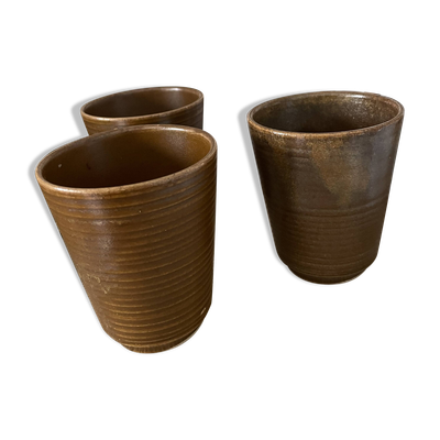 3 gobelets mugs en grès Digoin