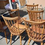 6 seventies wood comb chairs