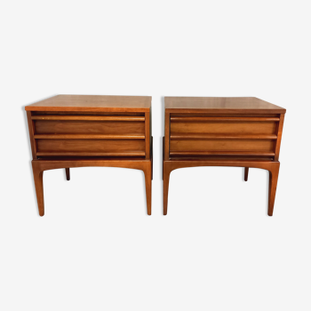 Pair of vintage bedside tables in walnut 60s