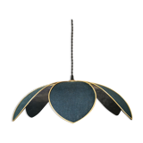Suspension lamp flower, petals linen blue oil