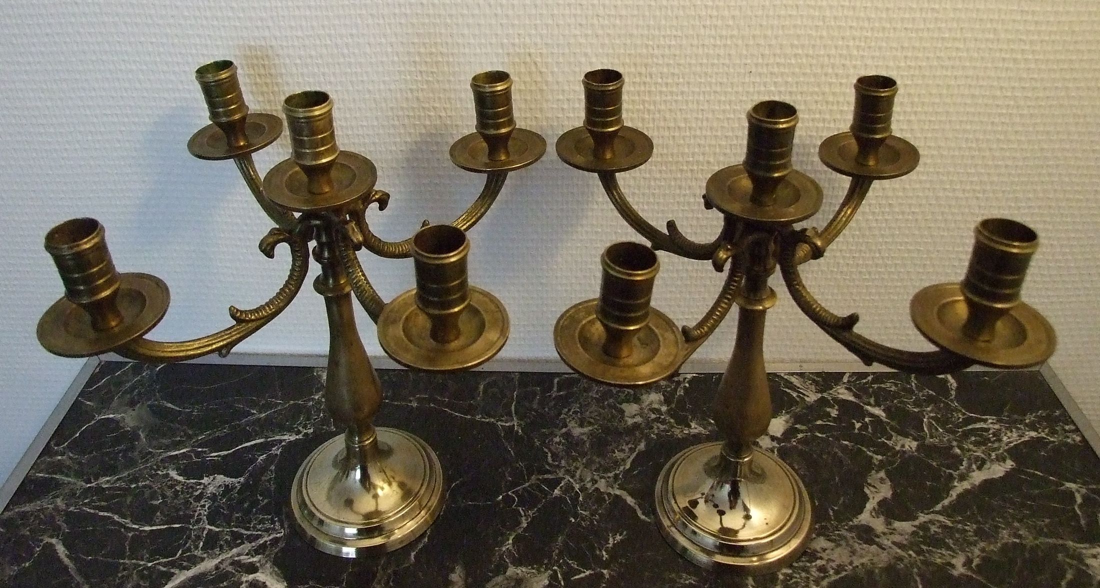 Pair of candlesticks 5 bronze lights