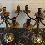 Pair of candlesticks 5 bronze lights
